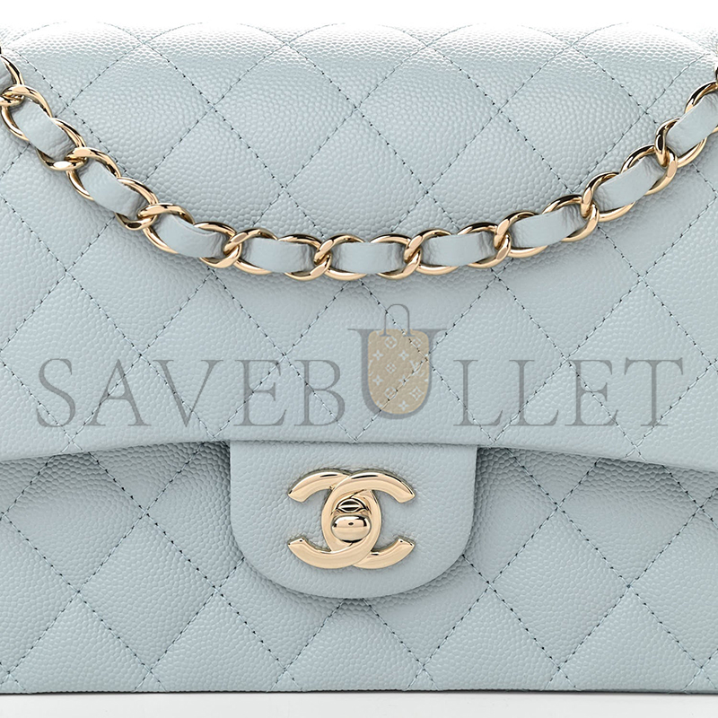 CHANEL CAVIAR QUILTED MEDIUM DOUBLE FLAP LIGHT BLUE A01112 (25.5*15.5*6.5cm)
